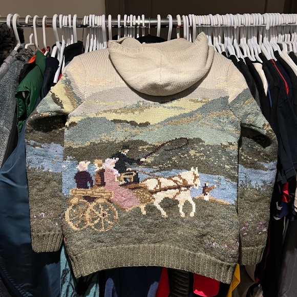 Lauren Ralph Lauren 100% Lambswool full zip Hand Knit sweater pioneer Sz Small - Picture 2 of 5